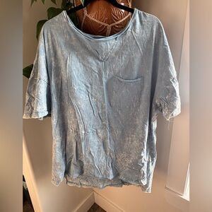 Zenana Acid Wash Tshirt. Light blue.